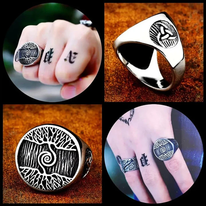Anillo Vikingo Yggdrasil, Acero Inox., Hombre 6