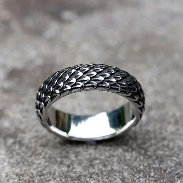 Anillo Escama De Dragón, Acero Inoxidable, Unisex 7