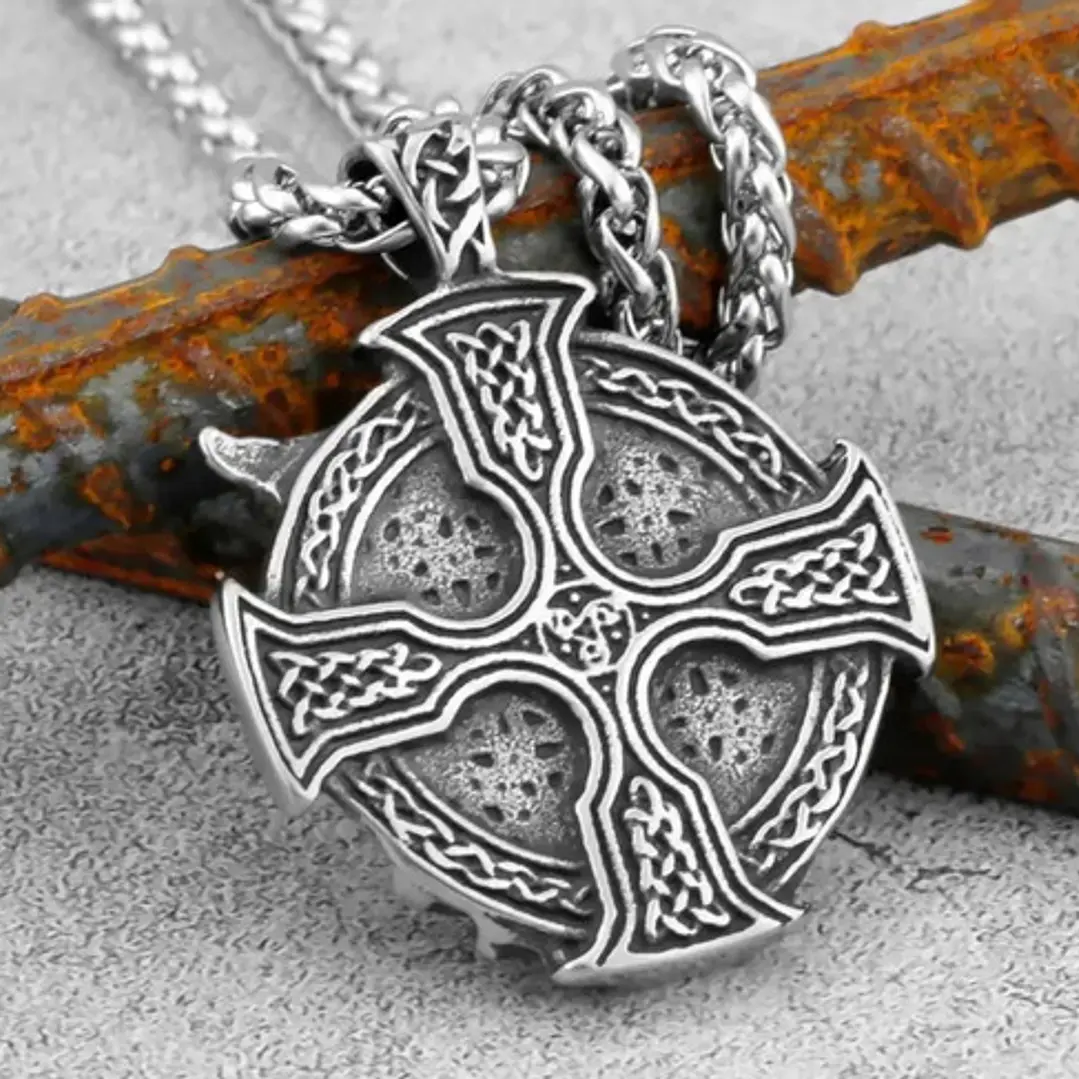 Collar Vikingo Odín Y Cuervo, Acero Inoxidable, Hombre 6