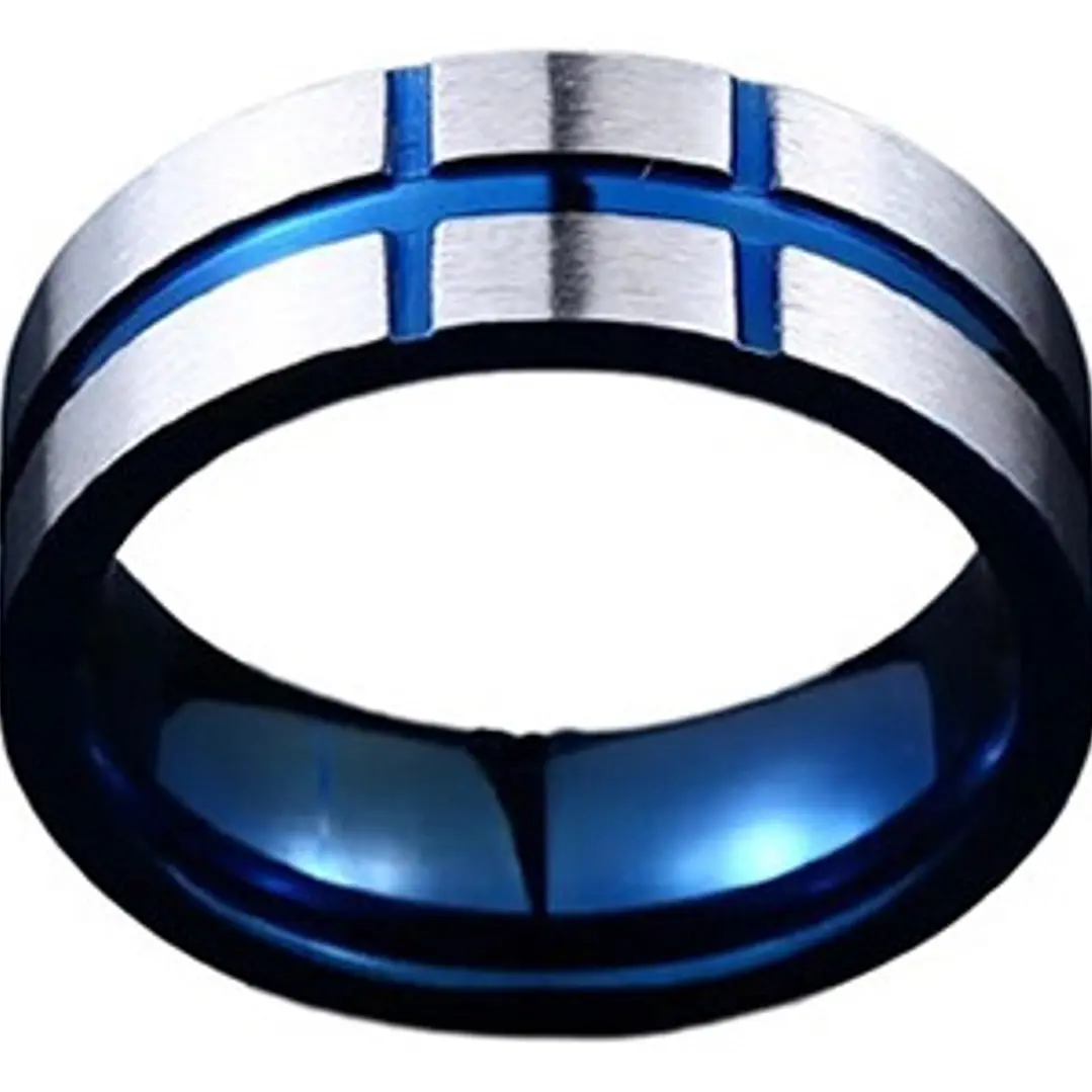 Anillo Blue Lines, Acero Inoxidable, Para Hombre 1