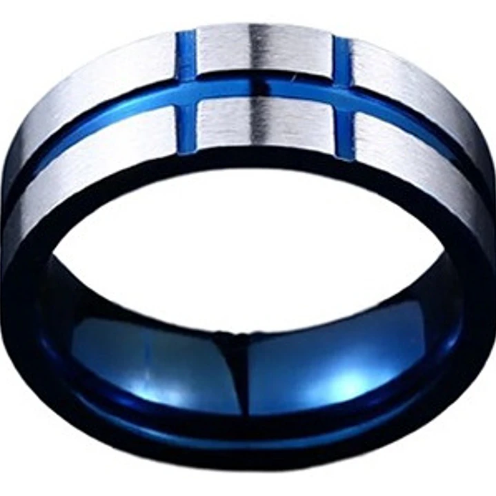 Anillo Blue Lines, Acero Inoxidable, Para Hombre 1