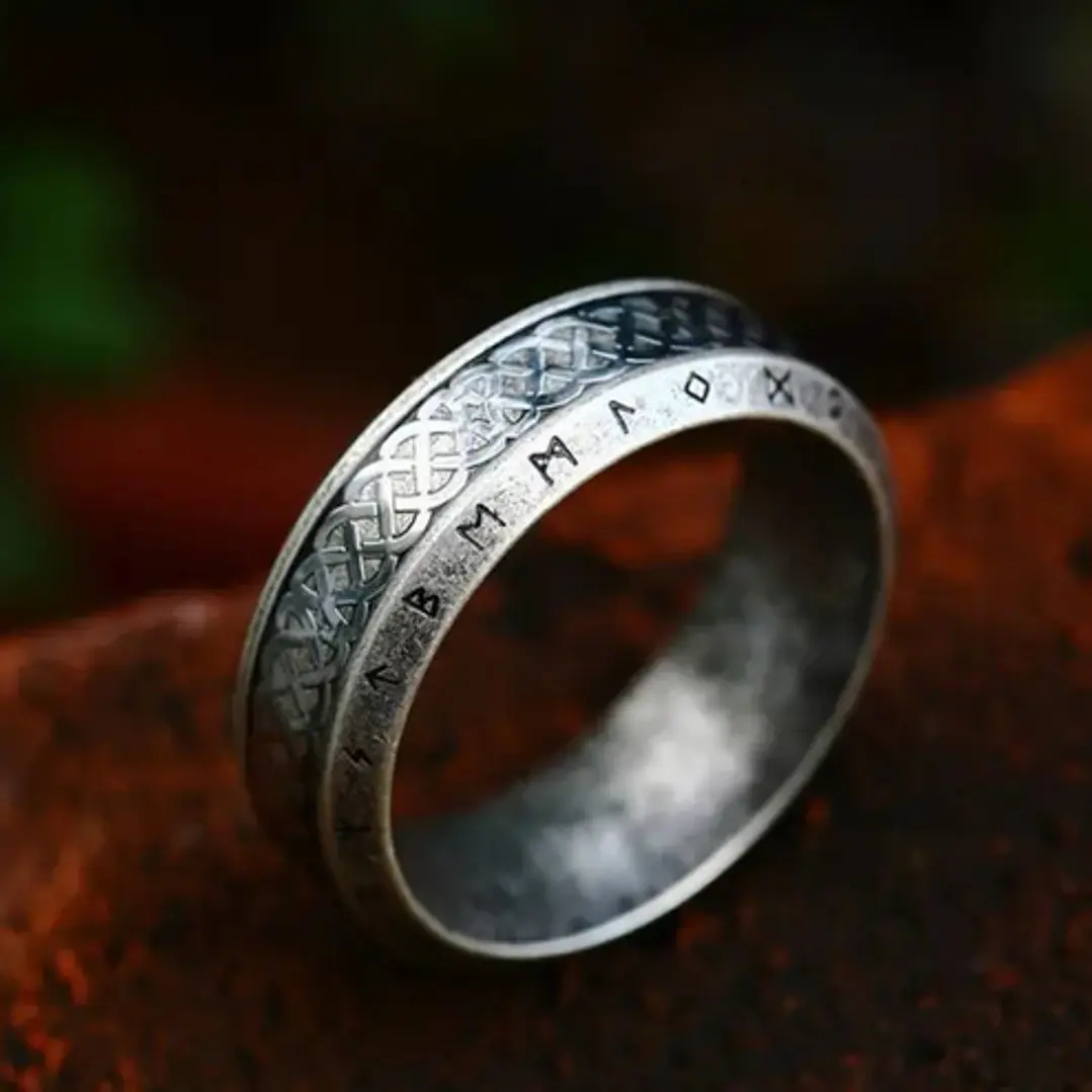 Anillo Yggdrasil, Nudo Y Runas, Acero Inoxidable, Unisex 5
