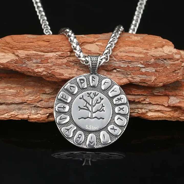 Collar Vikingo Yggdrasil Y Runas, Acero Inoxidable 4