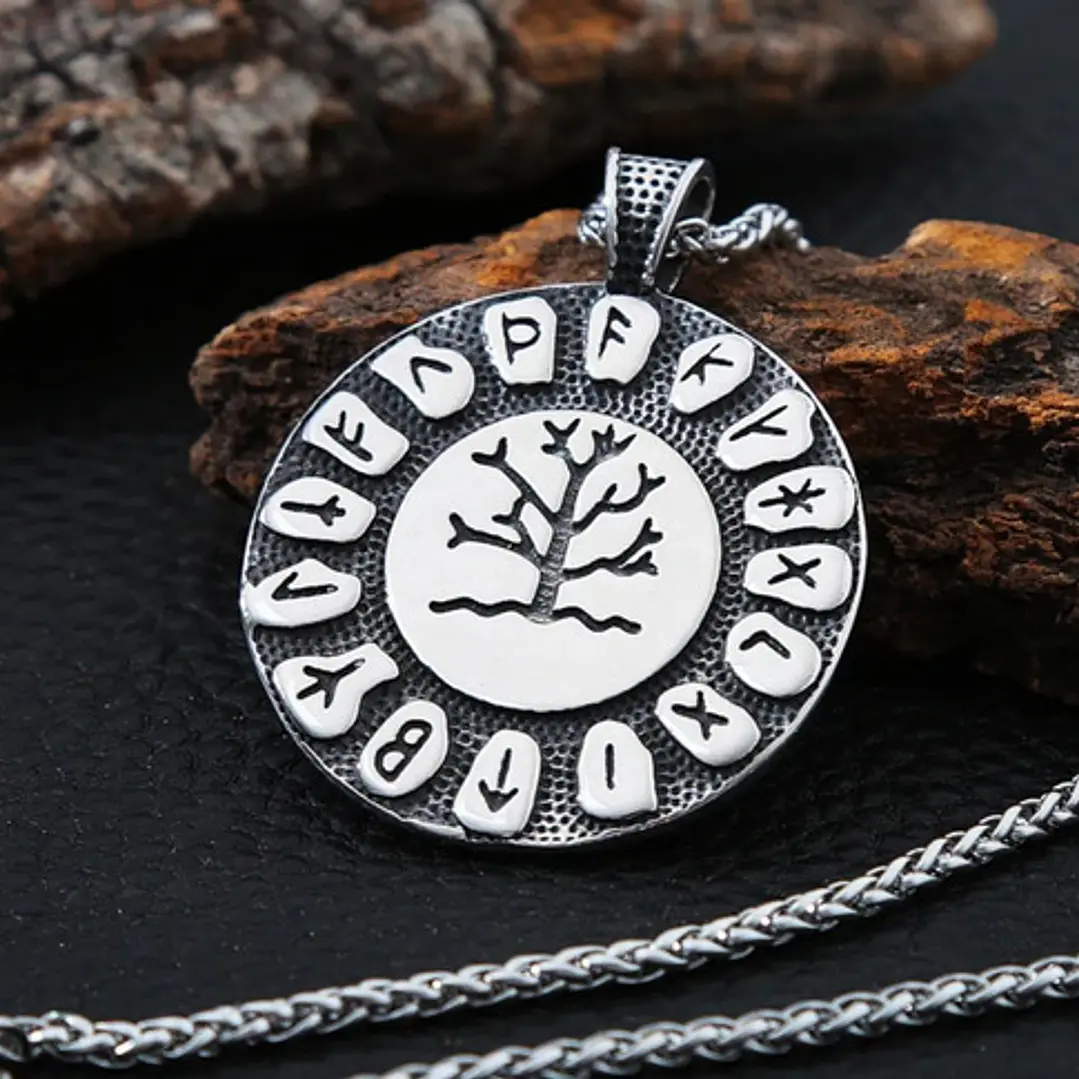 Collar Vikingo Yggdrasil Y Runas, Acero Inoxidable 5