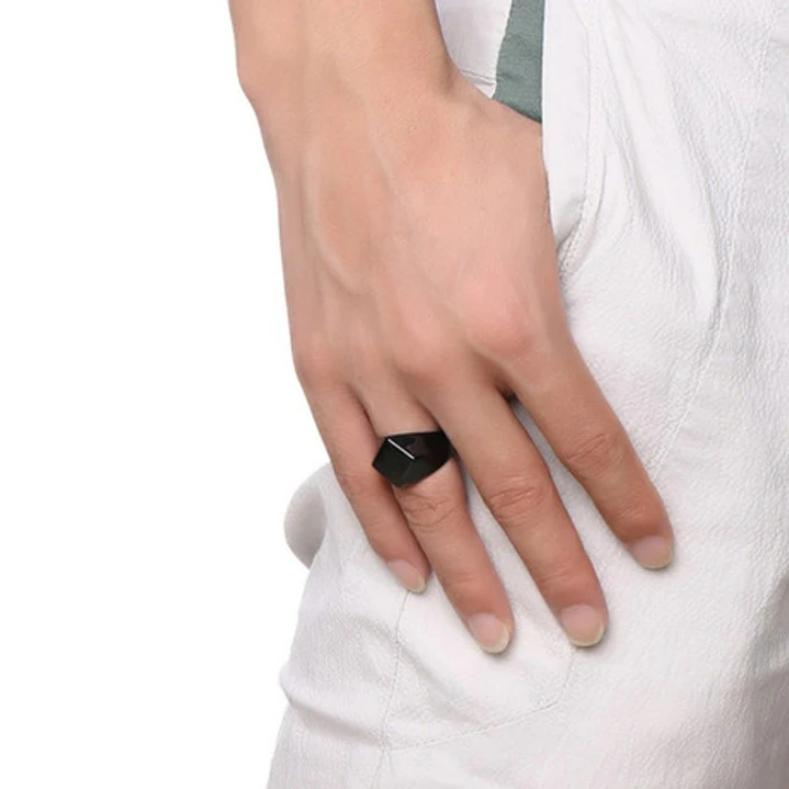 Anillo Negro Rombo, Acero Inoxidable, Unisex 2