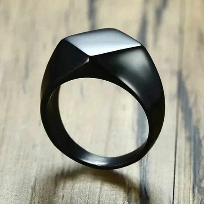 Anillo Negro Rombo, Acero Inoxidable, Unisex 3