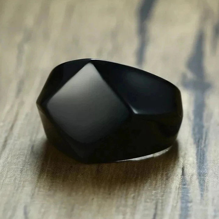 Anillo Negro Rombo, Acero Inoxidable, Unisex 4