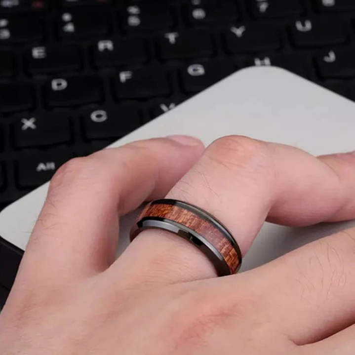 Anillo Wood, Acero Inoxidable, Hombre 3