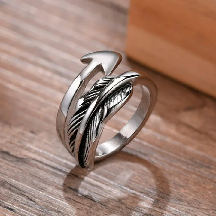 Anillo Pluma Flecha, Acero Inoxidable, Hombre 2