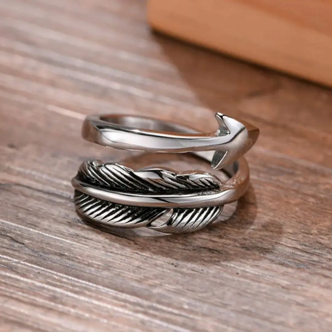Anillo Pluma Flecha, Acero Inoxidable, Hombre 3