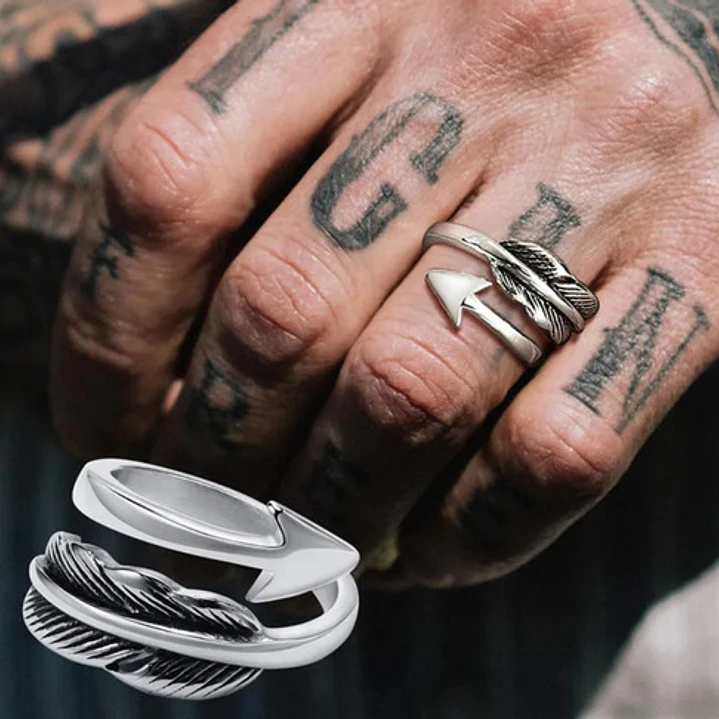 Anillo Pluma Flecha, Acero Inoxidable, Hombre 5