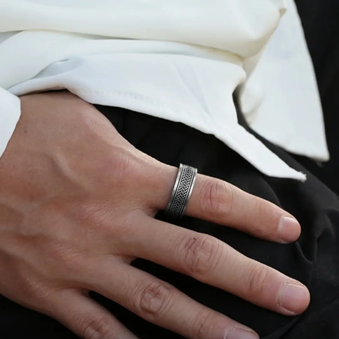 Anillo Aslaug Nudo Y Runas, Acero Inoxidable, Unisex 3