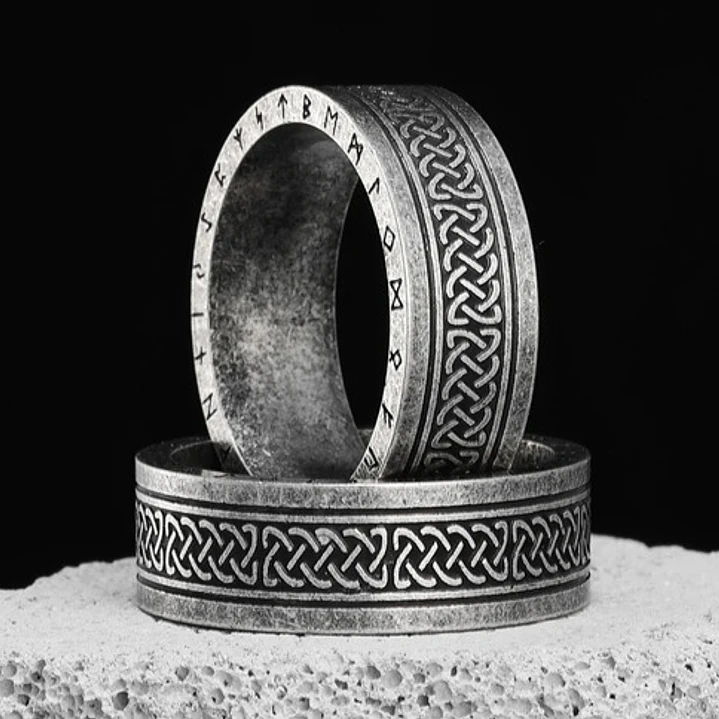 Anillo Aslaug Nudo Y Runas, Acero Inoxidable, Unisex 4