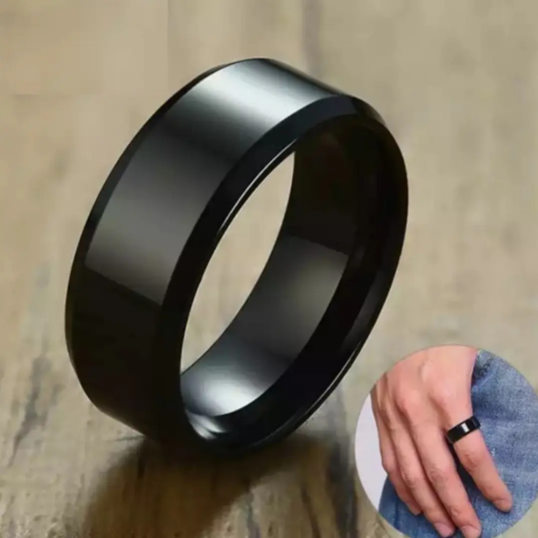 Anillo Black Bisel, Acero Inoxidable, Hombre 2