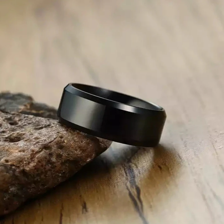 Anillo Black Bisel, Acero Inoxidable, Hombre 3