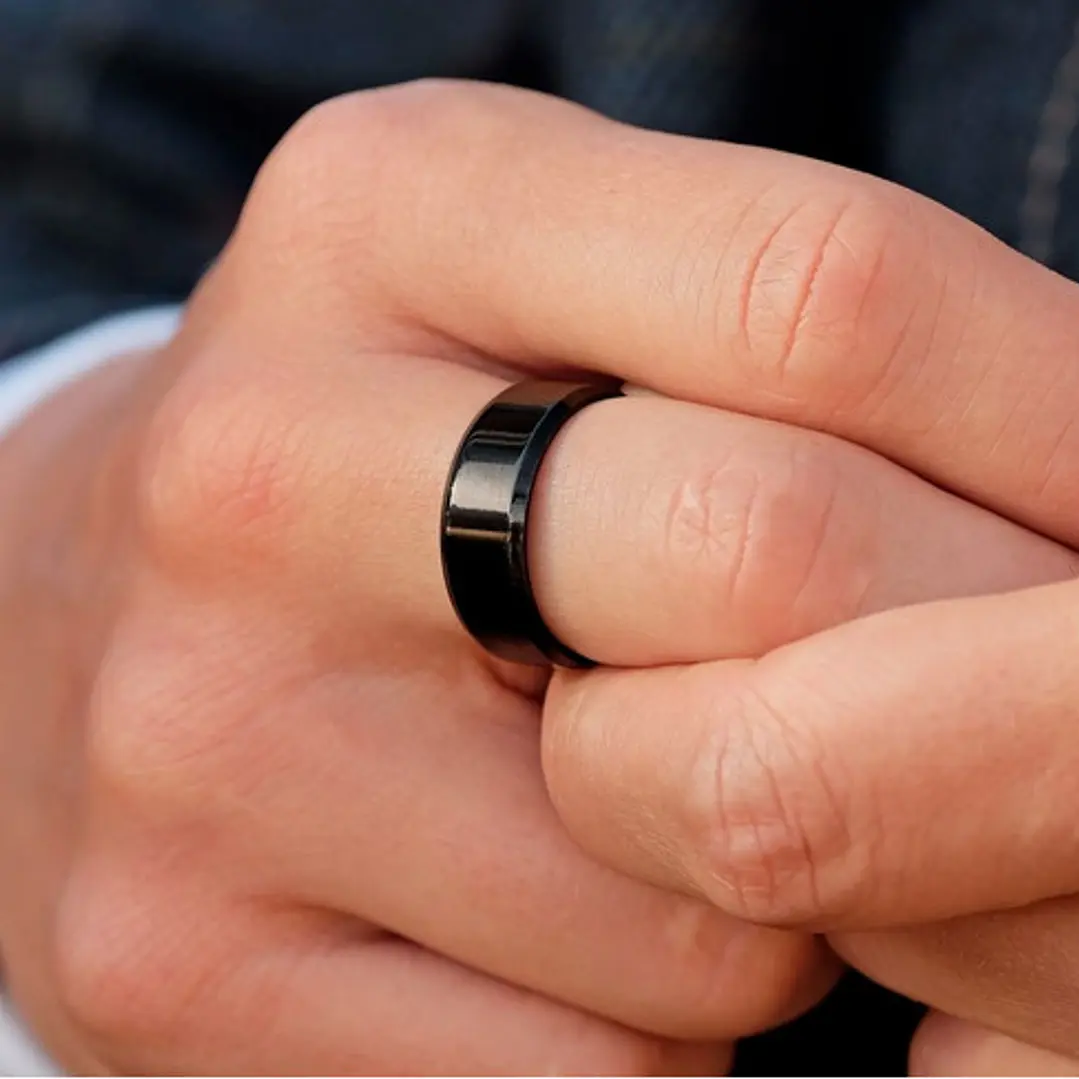 Anillo Black Bisel, Acero Inoxidable, Hombre 4