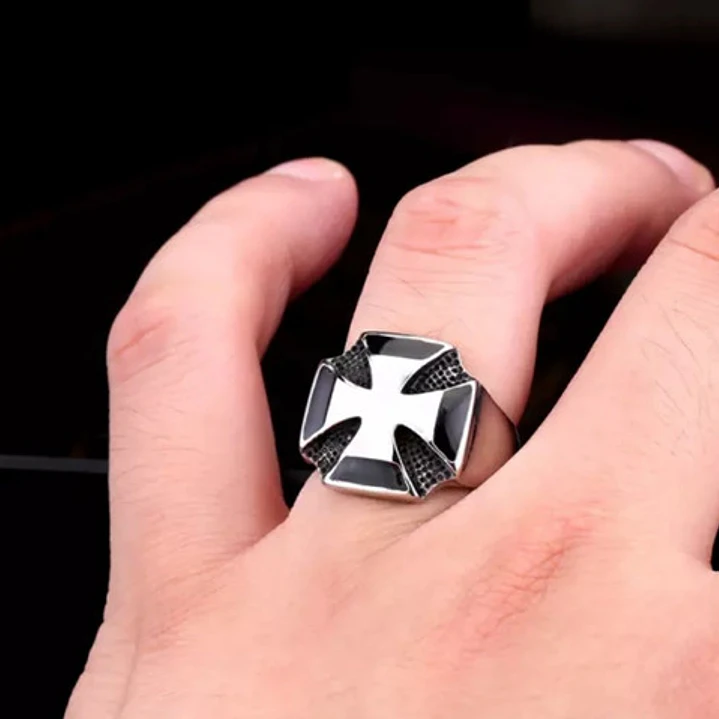 Anillo Cruz De Malta, Acero Inoxidable, Unisex 4