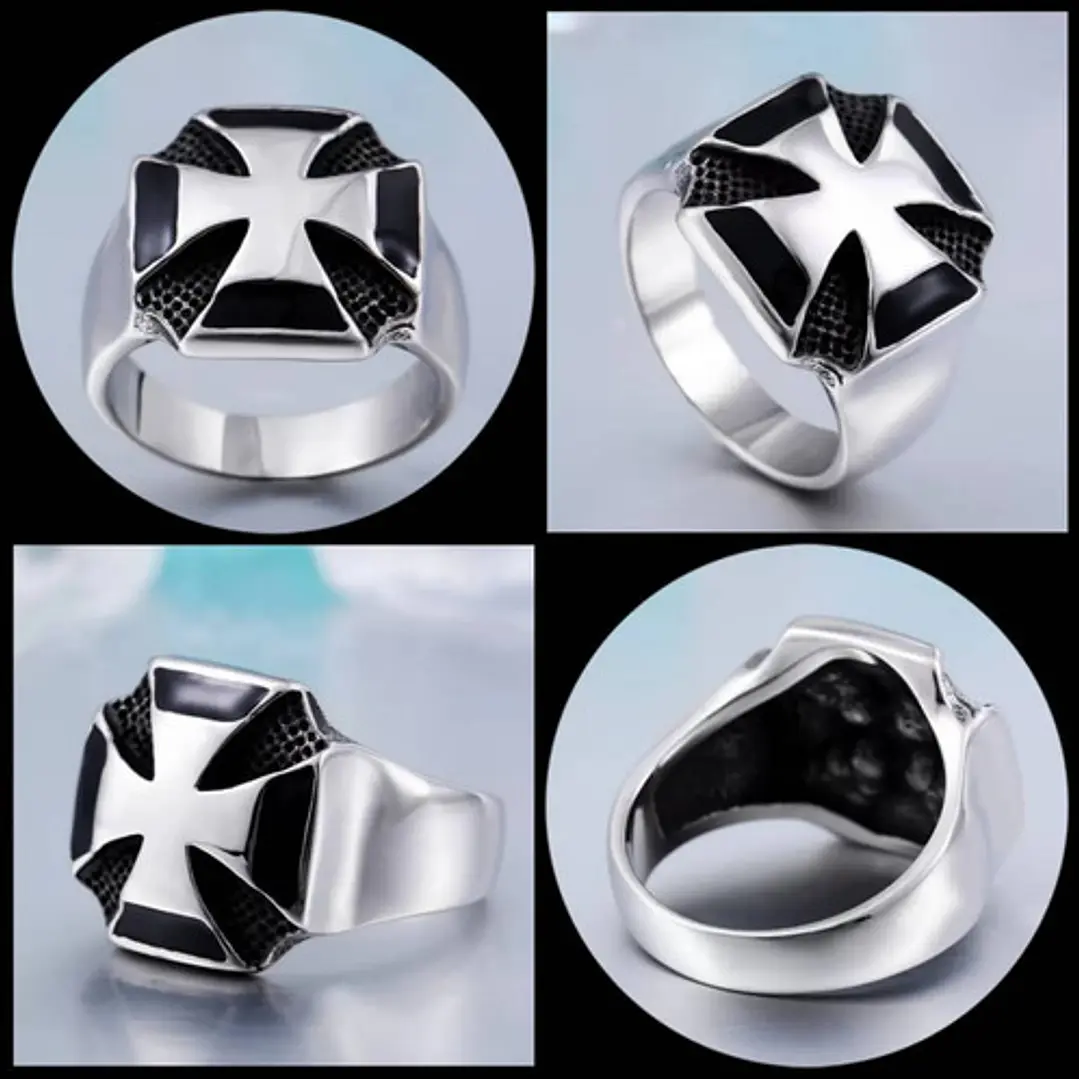 Anillo Cruz De Malta, Acero Inoxidable, Unisex 5