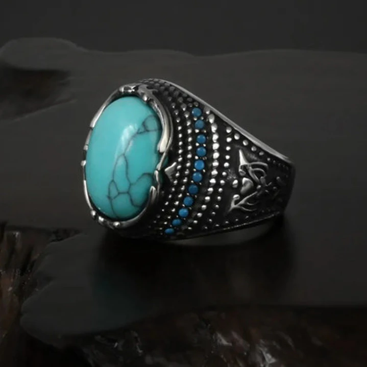 Anillo Milán, Piedra Turquesa, Acero Inoxidable, Mujer 2