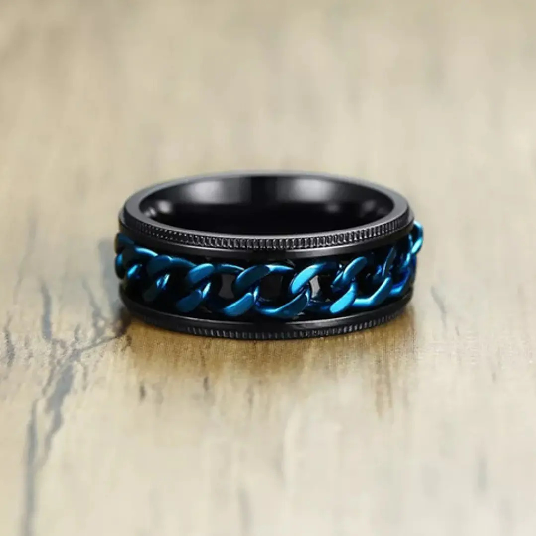 Anillo Blue Chain, Acero Inoxidable, Unisex 3