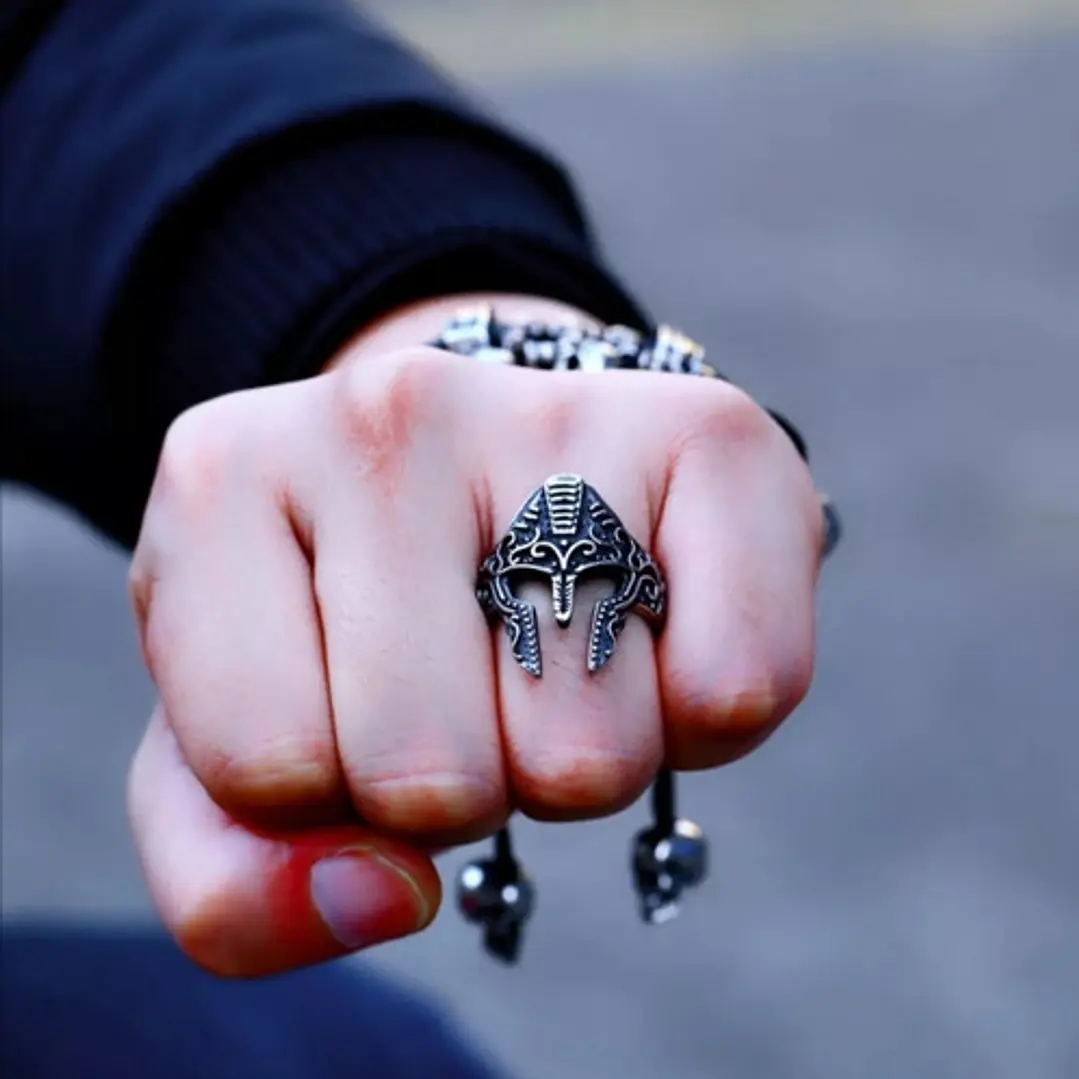 Anillo Casco De Caballero, Acero Inoxidable, Hombre 2