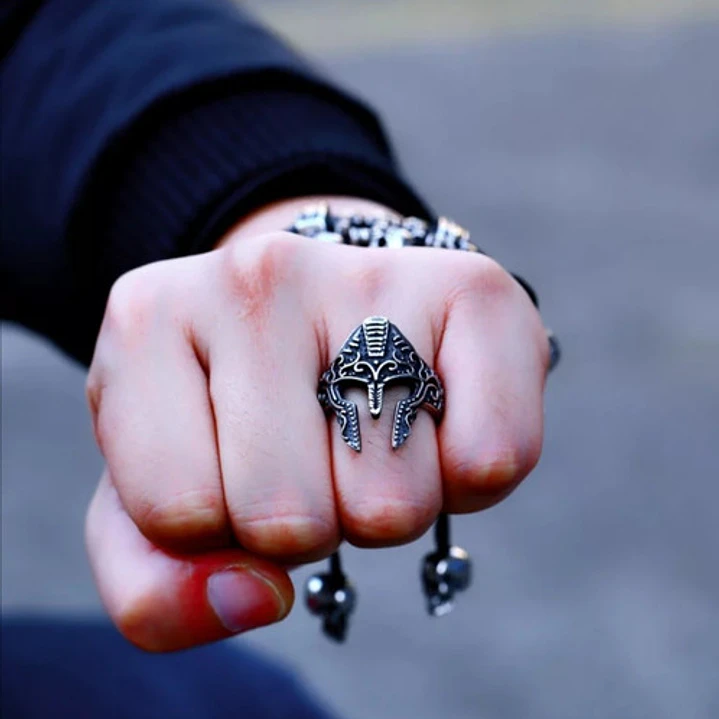 Anillo Casco De Caballero, Acero Inoxidable, Hombre 2