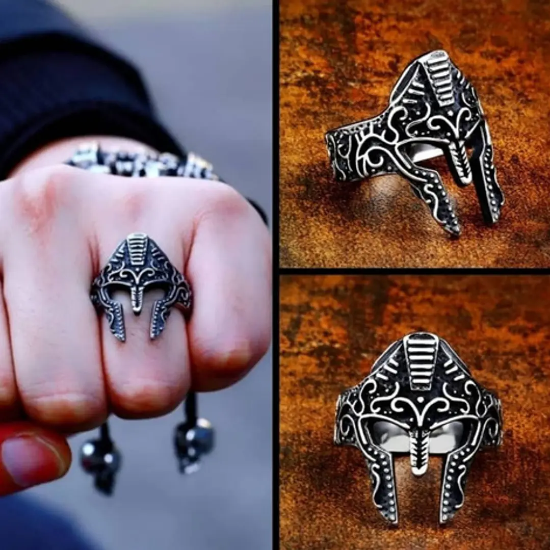 Anillo Casco De Caballero, Acero Inoxidable, Hombre 5