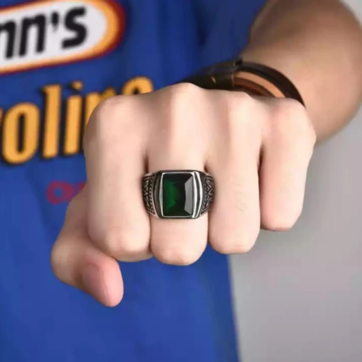 Anillo Nápoles Green, Acero Inoxidable, Hombre 2
