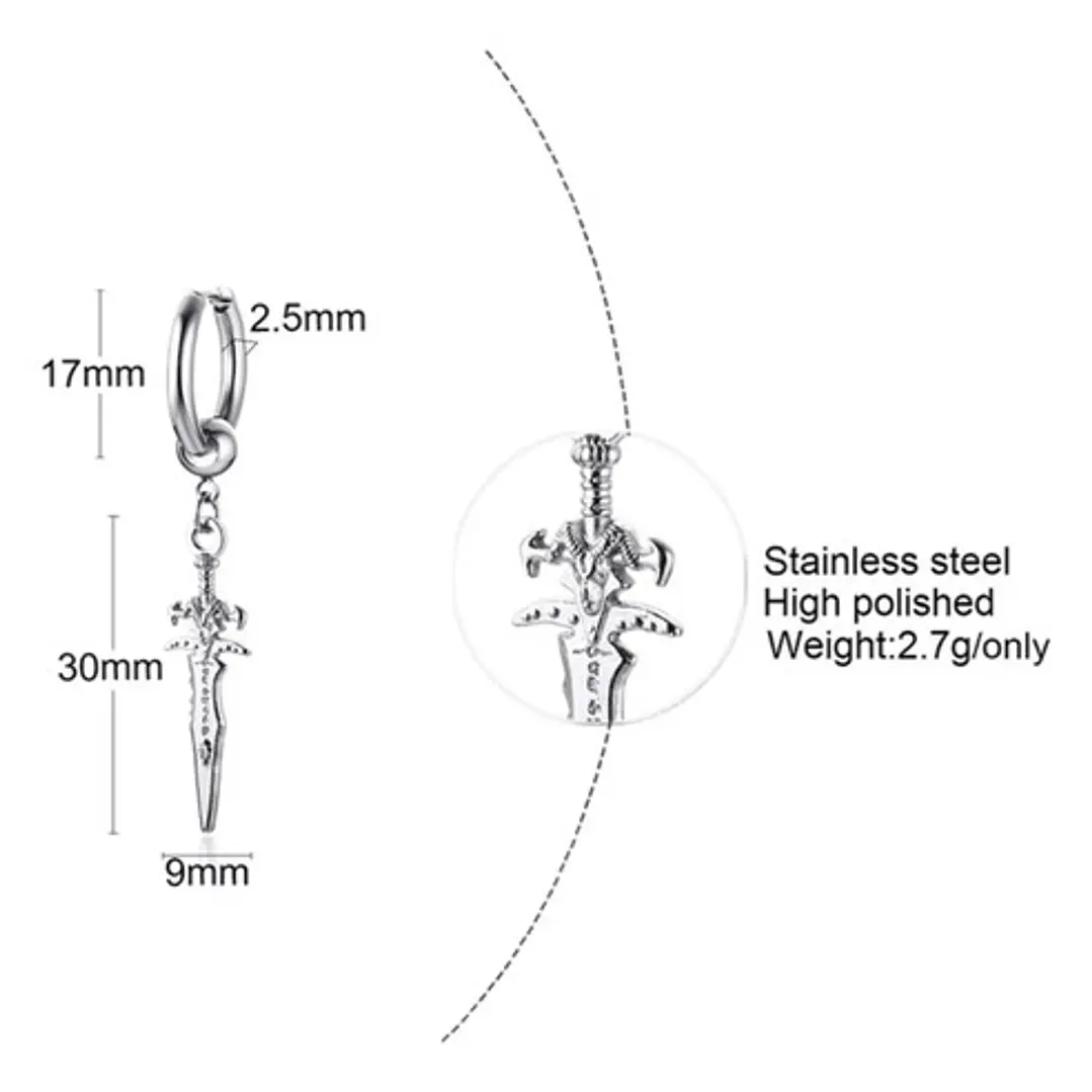 Aros Piercing Espada, Oreja Con Perforación, Acero, Hombre 5