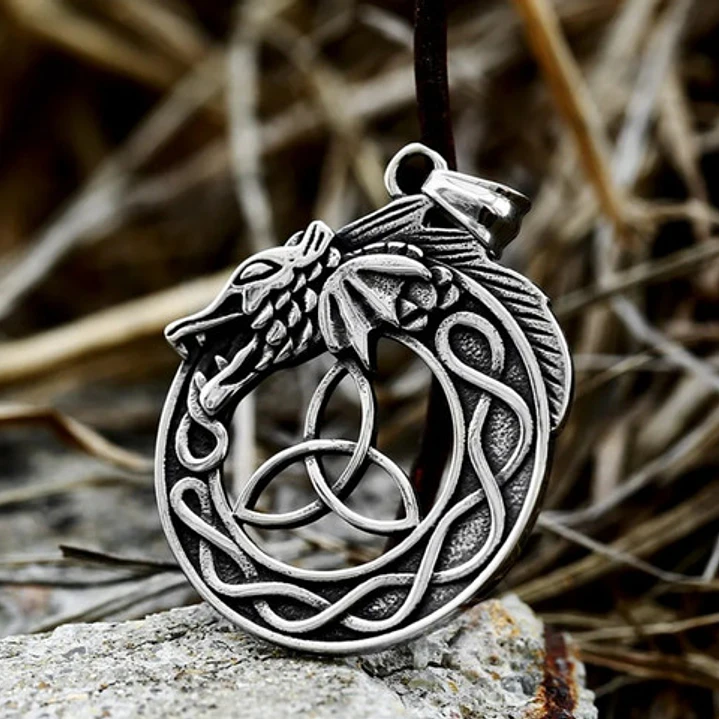 Collar Dragón Y Nudo Celta, Acero Inoxidable, Hombre 2