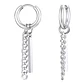 Aros Piercing Rectángulo Y Cadena, Acero, Oreja Perforada - Miniatura 2