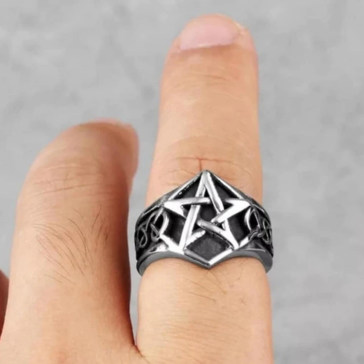 Anillo Pentagrama Clásico, Acero Inoxidable, Unisex 2