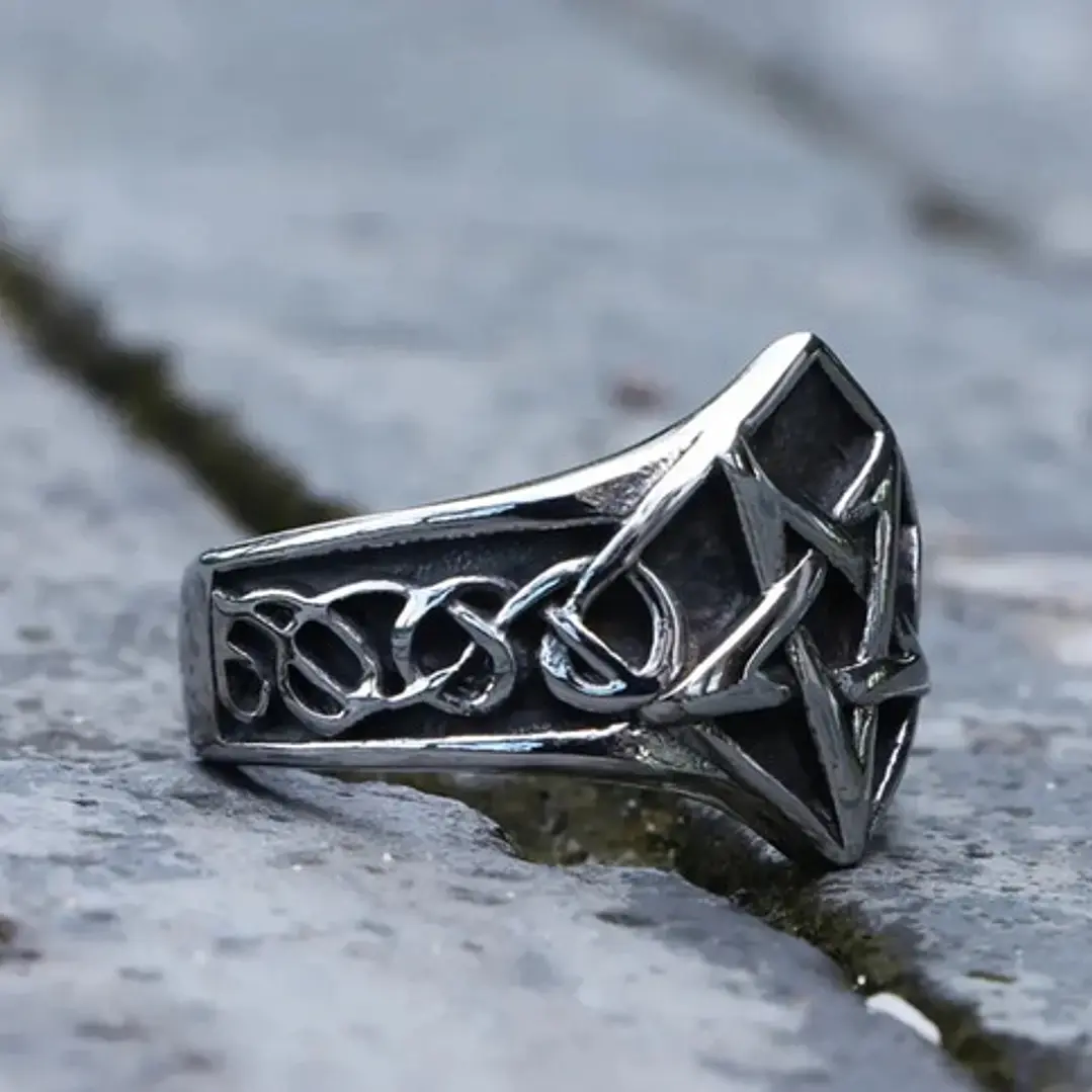 Anillo Pentagrama Clásico, Acero Inoxidable, Unisex 4
