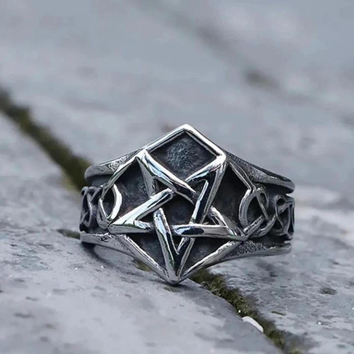 Anillo Pentagrama Clásico, Acero Inoxidable, Unisex 5