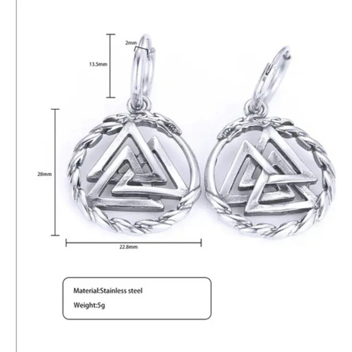 Aros Vikingos Valknut Dragón, Acero Inoxidable 7
