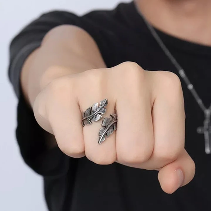 Anillo Pluma, Acero Inoxidable, Para Hombre 2