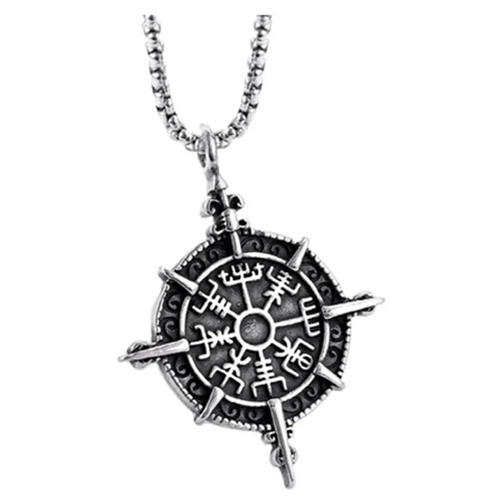 Collar Vikingo Vegvísir, Acero Inoxidable, Unisex 1