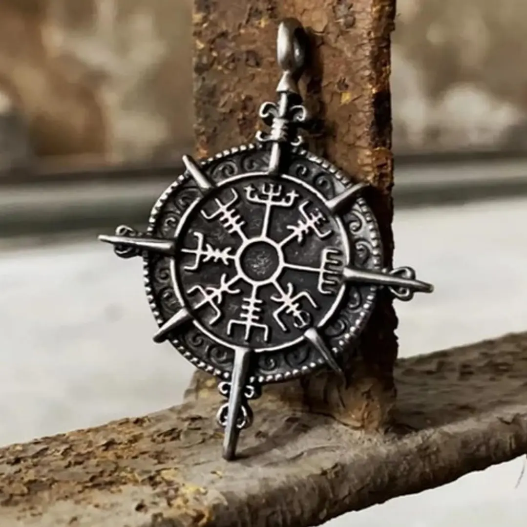 Collar Vikingo Vegvísir, Acero Inoxidable, Unisex 2