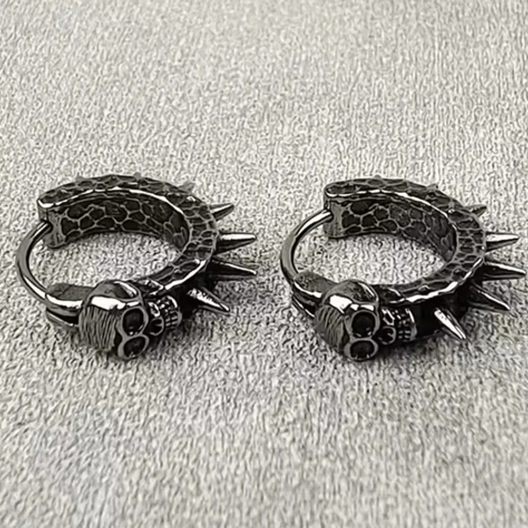 Aros Piercing Punk Rock Calavera, Acero Inoxidable, Unisex 3