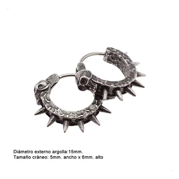 Aros Piercing Punk Rock Calavera, Acero Inoxidable, Unisex 9