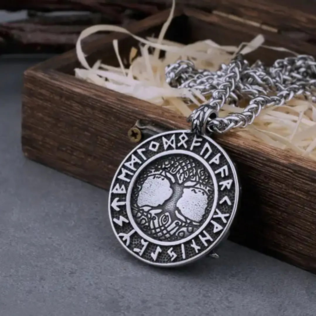 Collar Vikingo Guerrero-yggdrasil, Acero Inoxidable 6