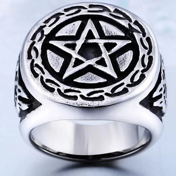 Anillo Pentagrama, Acero Inoxidable, Hombre 4