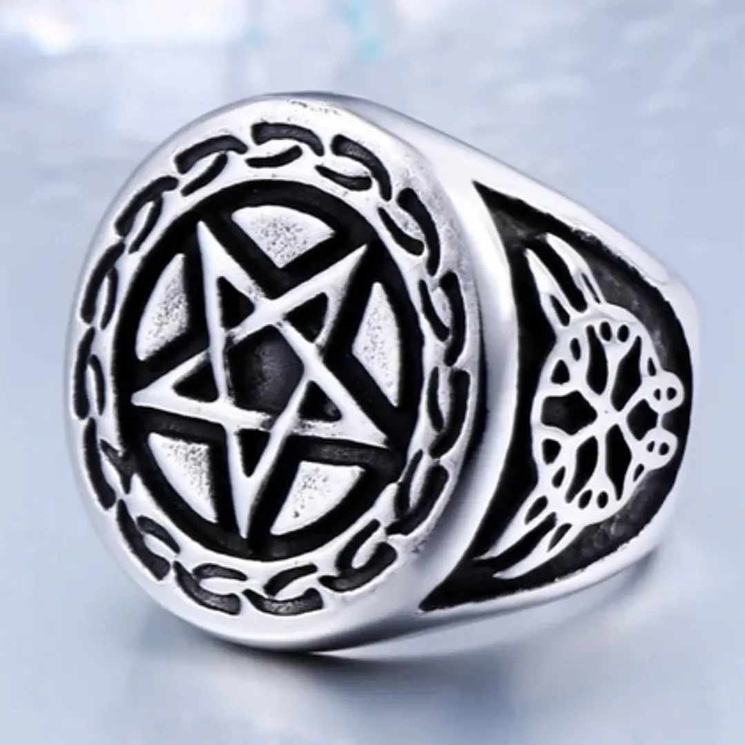 Anillo Pentagrama, Acero Inoxidable, Hombre 3