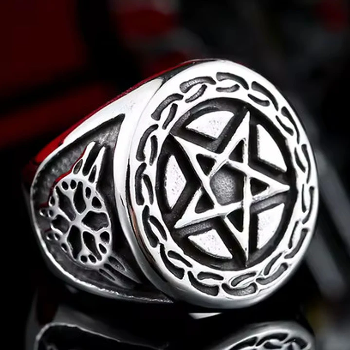 Anillo Pentagrama, Acero Inoxidable, Hombre 2