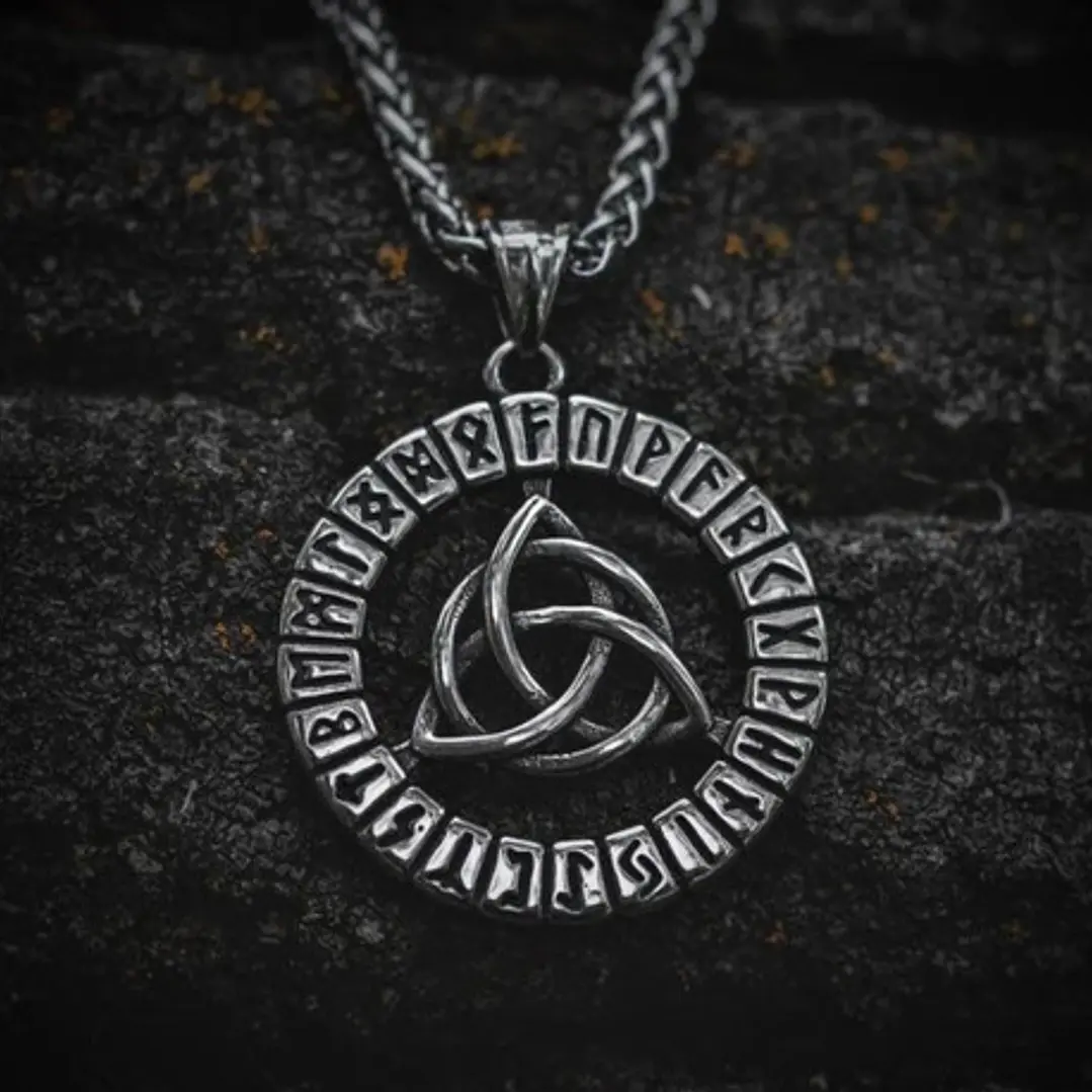 Collar Vikingo Nudo Celta Y Runas, Acero Inoxidable, Unisex 5