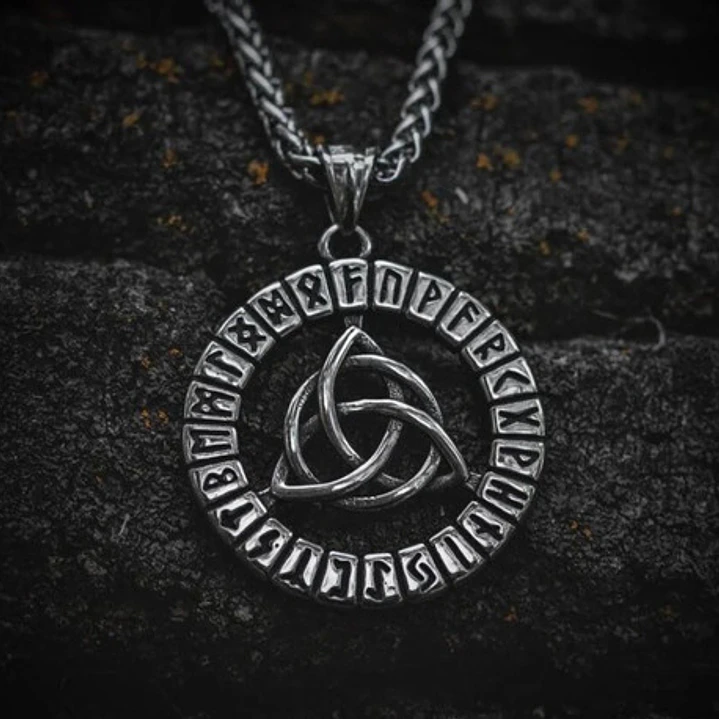 Collar Vikingo Nudo Celta Y Runas, Acero Inoxidable, Unisex 5