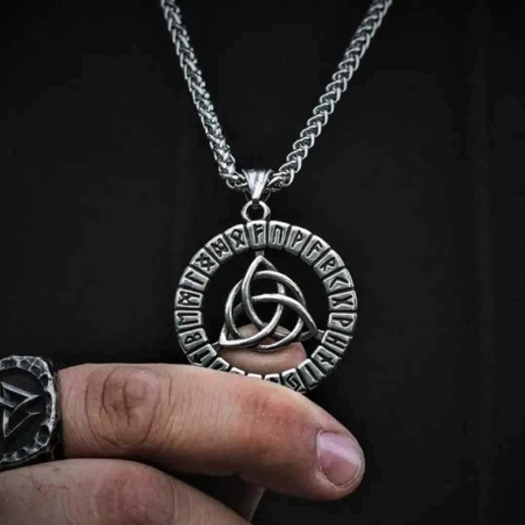 Collar Vikingo Nudo Celta Y Runas, Acero Inoxidable, Unisex 7