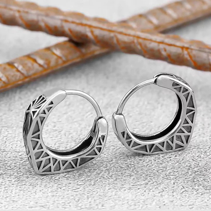 Aros Vikingos Geométricos, Acero Inoxidable, Unisex 3