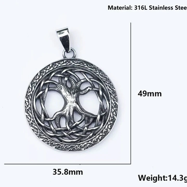 Collar Vikingo Árbol De La Vida, Acero Inox., Unisex 3