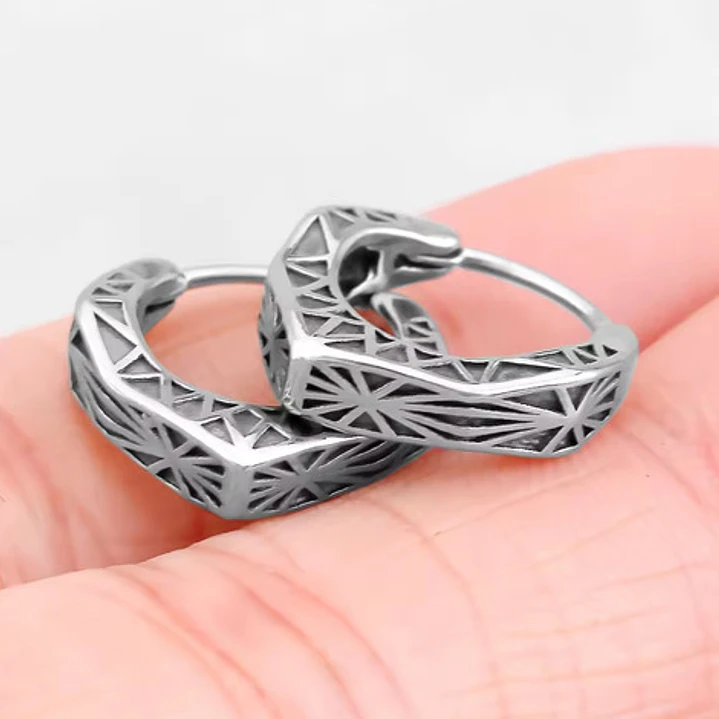 Aros Vikingos Geométricos, Acero Inoxidable, Unisex 6